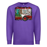 Purple christmas on the farm tractor buffalo plaid Premium Sweatshirt - Jasminsmagicworld