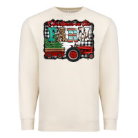 Sandshell christmas on the farm tractor buffalo plaid Premium Sweatshirt - Jasminsmagicworld