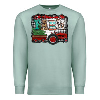 Christmas On The Farm Tractor Buffalo Plaid Premium Sweatshirt | Teevron