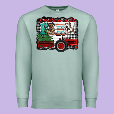 Christmas On The Farm Tractor Buffalo Plaid Premium Sweatshirt Designed By Jasminsmagicworld