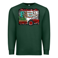 Sports Green christmas on the farm tractor buffalo plaid Premium Sweatshirt - Jasminsmagicworld