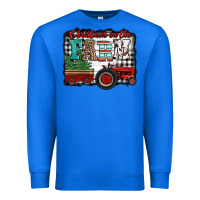 True Royal christmas on the farm tractor buffalo plaid Premium Sweatshirt - Jasminsmagicworld