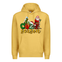 Antique Gold cozy season with santa christmas tree cactus and gift Premium Hoodie - AdoDesignShop