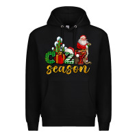 Black cozy season with santa christmas tree cactus and gift Premium Hoodie - AdoDesignShop