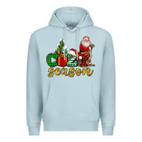 Blue Mist cozy season with santa christmas tree cactus and gift Premium Hoodie - AdoDesignShop