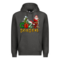 Charcoal Heather cozy season with santa christmas tree cactus and gift Premium Hoodie - AdoDesignShop