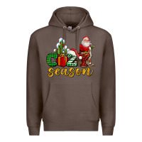Coffee cozy season with santa christmas tree cactus and gift Premium Hoodie - AdoDesignShop