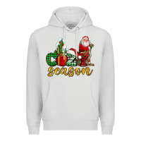 Dove Grey cozy season with santa christmas tree cactus and gift Premium Hoodie - AdoDesignShop