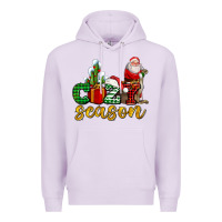 Lilac cozy season with santa christmas tree cactus and gift Premium Hoodie - AdoDesignShop
