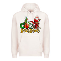 Pale Pink cozy season with santa christmas tree cactus and gift Premium Hoodie - AdoDesignShop