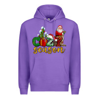 Purple cozy season with santa christmas tree cactus and gift Premium Hoodie - AdoDesignShop