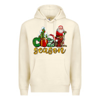 Sandshell cozy season with santa christmas tree cactus and gift Premium Hoodie - AdoDesignShop