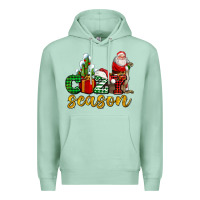 Seafoam cozy season with santa christmas tree cactus and gift Premium Hoodie - AdoDesignShop