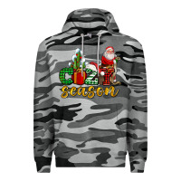 Slate Camo cozy season with santa christmas tree cactus and gift Premium Hoodie - AdoDesignShop