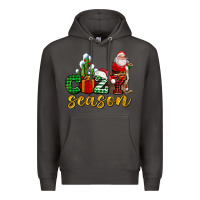 Smoke cozy season with santa christmas tree cactus and gift Premium Hoodie - AdoDesignShop