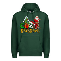Sports Green cozy season with santa christmas tree cactus and gift Premium Hoodie - AdoDesignShop