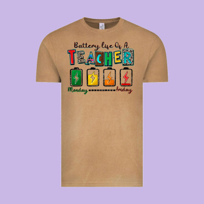 Battery Life Of A Teacher Vintage Tee Designed By Zillion Design Studio