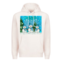 Pale Pink snowman Premium Hoodie - MaliasSmallBusiness
