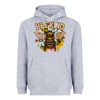 Heather Grey bee kind Heavyweight Hoodie - NancyCooperArtShop