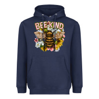 Navy bee kind Heavyweight Hoodie - NancyCooperArtShop