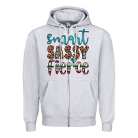 Heather Grey smart  sassy fierce Zipper Hoodie - JahusDesignShop