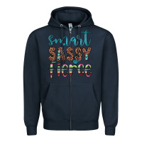 Navy smart  sassy fierce Zipper Hoodie - JahusDesignShop