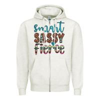 Oatmeal Heather smart  sassy fierce Zipper Hoodie - JahusDesignShop