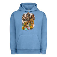 Pigment Pebble Blue Western Rabbit with Crosses Urban Hoodie - LillyAllenDesigns