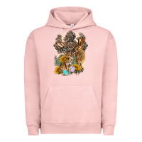 Pigment Salmon Western Rabbit with Crosses Urban Hoodie - LillyAllenDesigns