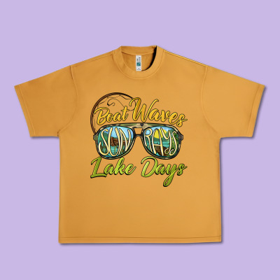 Boat Waves Sun Rays Lake Days Urban Heavy Tee Designed By Barkaloodesign