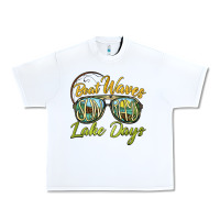 White boat waves sun rays lake days Urban Heavy Tee - BarkalooDesign