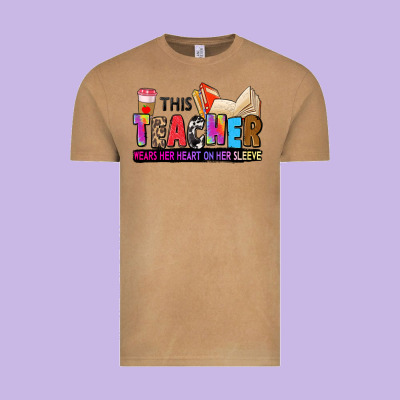 This Teacher Wears Her Heart On Her Sleeve Vintage Tee Designed By Zillion Design Studio