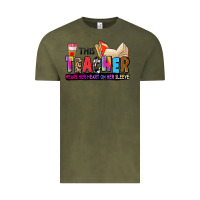 Vintage Olive this teacher wears her heart on her sleeve Vintage Tee - Zillion Design Studio