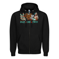 Black peace love coffee Zipper Hoodie - AdoDesignShop