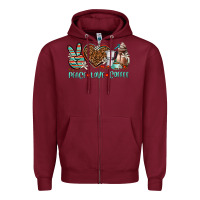 Burgundy peace love coffee Zipper Hoodie - AdoDesignShop