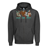Charcoal Heather peace love coffee Zipper Hoodie - AdoDesignShop