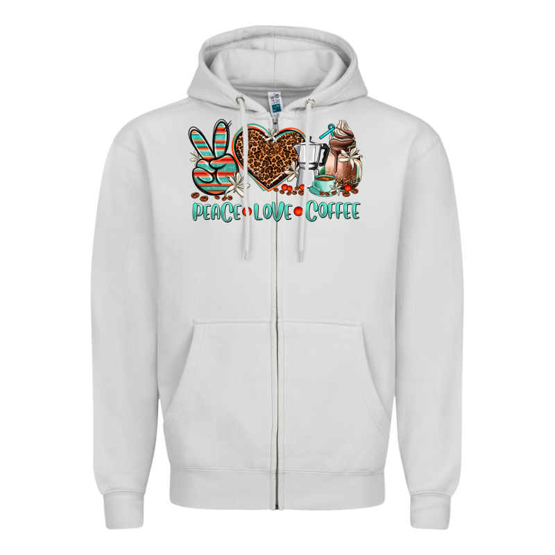 Peace Love Coffee Zipper Hoodie by AdoDesignShop | Teevron