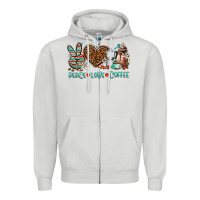 Dove Grey peace love coffee Zipper Hoodie - AdoDesignShop