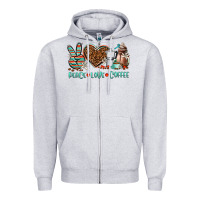 Heather Grey peace love coffee Zipper Hoodie - AdoDesignShop