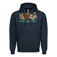 Navy peace love coffee Zipper Hoodie - AdoDesignShop