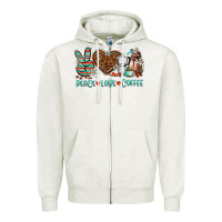 Oatmeal Heather peace love coffee Zipper Hoodie - AdoDesignShop