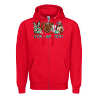 Red peace love coffee Zipper Hoodie - AdoDesignShop