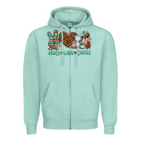 Seafoam peace love coffee Zipper Hoodie - AdoDesignShop