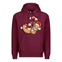 Burgundy cute christmas sloth Premium Hoodie - MaliasSmallBusiness