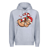 Heather Grey cute christmas sloth Premium Hoodie - MaliasSmallBusiness