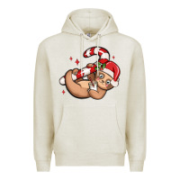 Oatmeal Heather cute christmas sloth Premium Hoodie - MaliasSmallBusiness