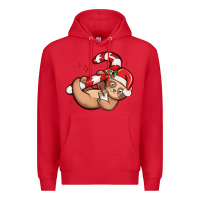Red cute christmas sloth Premium Hoodie - MaliasSmallBusiness