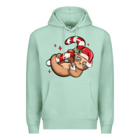 Seafoam cute christmas sloth Premium Hoodie - MaliasSmallBusiness