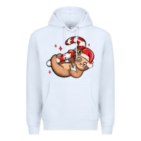 White cute christmas sloth Premium Hoodie - MaliasSmallBusiness