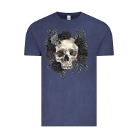 Vintage Denim Floral skull Vintage Tee - RanaPortraitStore